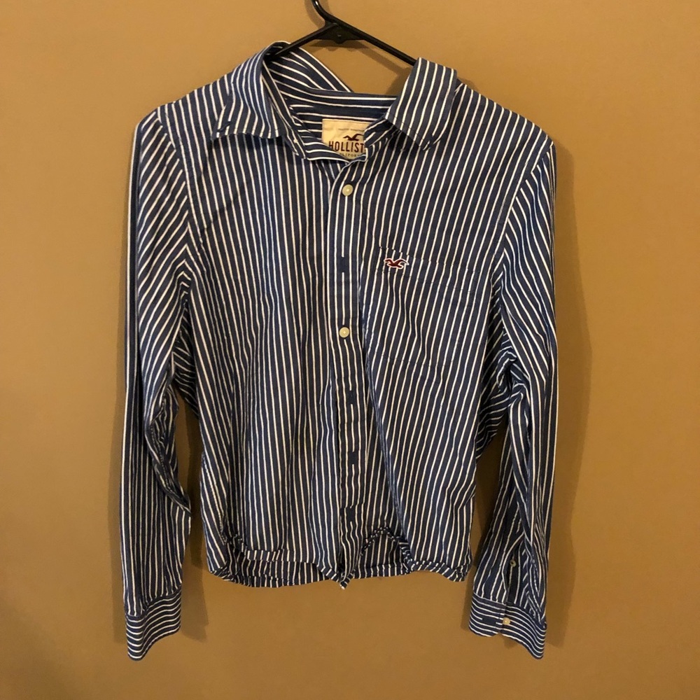 Blue and White Hollister Button Down